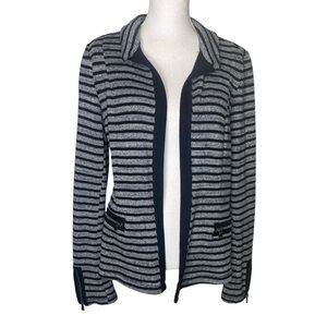 Anthropologie Drew Knit Open Front Moto Jacket Cardigan Gray blue Size Large